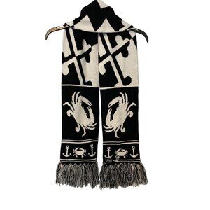 MY MARYLAND MEN'S BLACK AND WHITE KNIT SCARF OS NWT